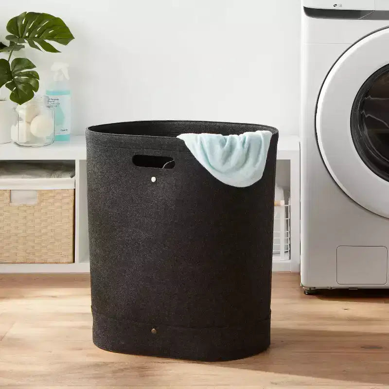Felt Double Hamper Charcoal - Brightroom™: Polyester, 6000 Volume, Adjustable, Open-Top, No Assembly Required
