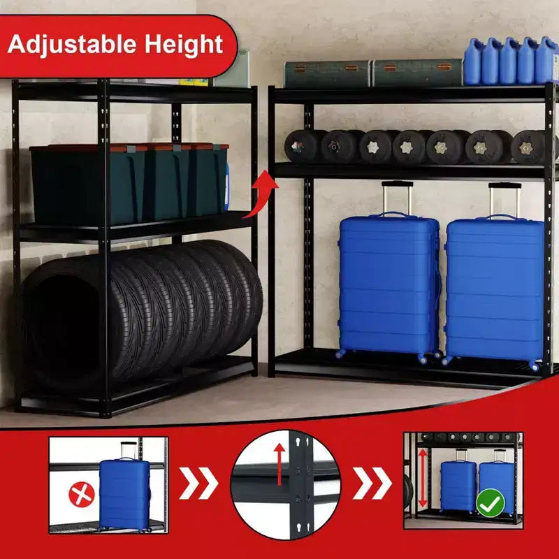 Atlas Shelving 3-Tier 77"x24"x72" 7500lbs Heavy Duty Steel Shelving Dark Gray: Adjustable Rust-Resistant Utility Storage