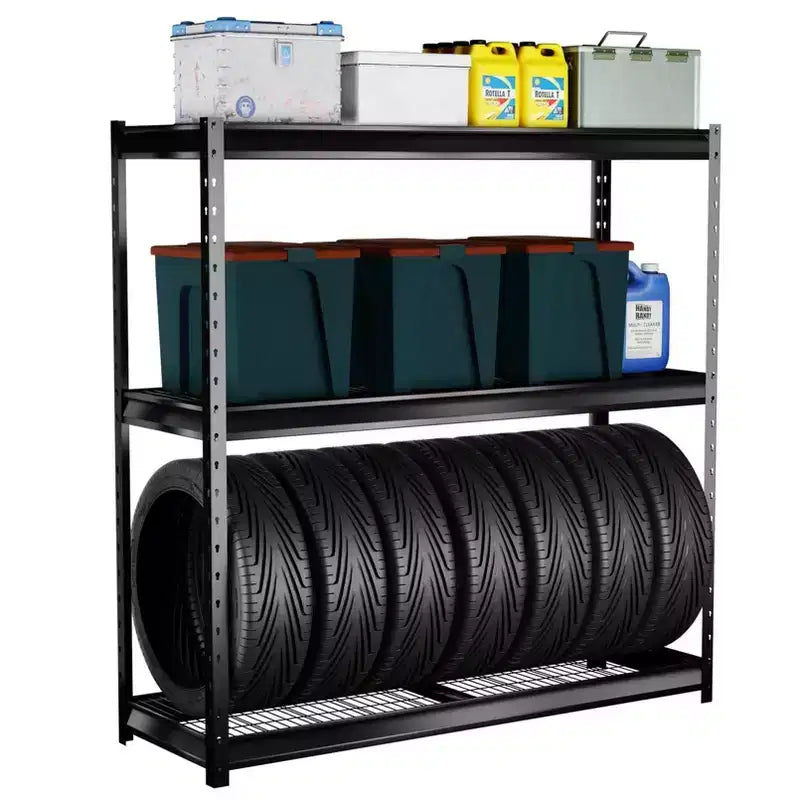 Atlas Shelving 3-Tier 77"x24"x72" 7500lbs Heavy Duty Steel Shelving Dark Gray: Adjustable Rust-Resistant Utility Storage