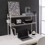 Organize It All Steel Etagere Adjustable Shelf White: 2-Shelf Vertical Bookshelf, Steel Frame, 36" Height, 12" Depth