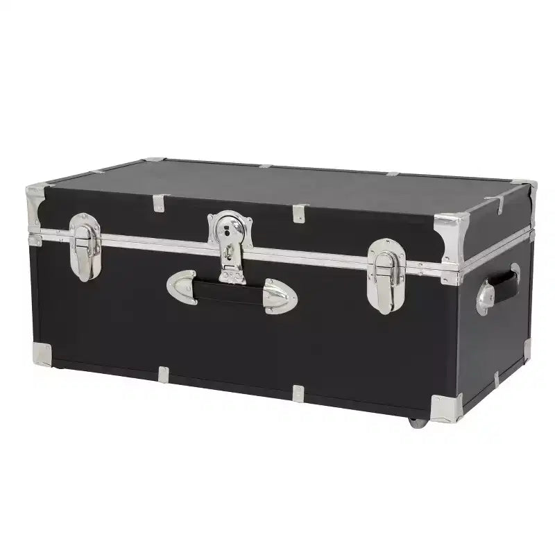Seward Rover 30" Trunk with Wheels and Lock Black: Wheeled Camp Storage, MDF & Steel, 60 lb Capacity