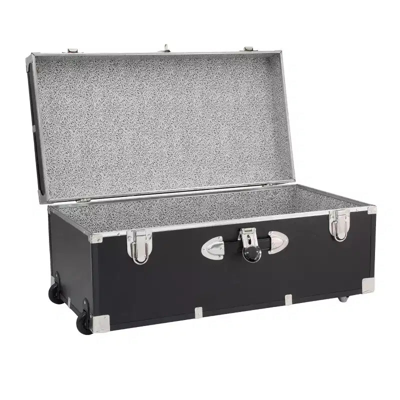 Seward Rover 30" Trunk with Wheels and Lock Black: Wheeled Camp Storage, MDF & Steel, 60 lb Capacity