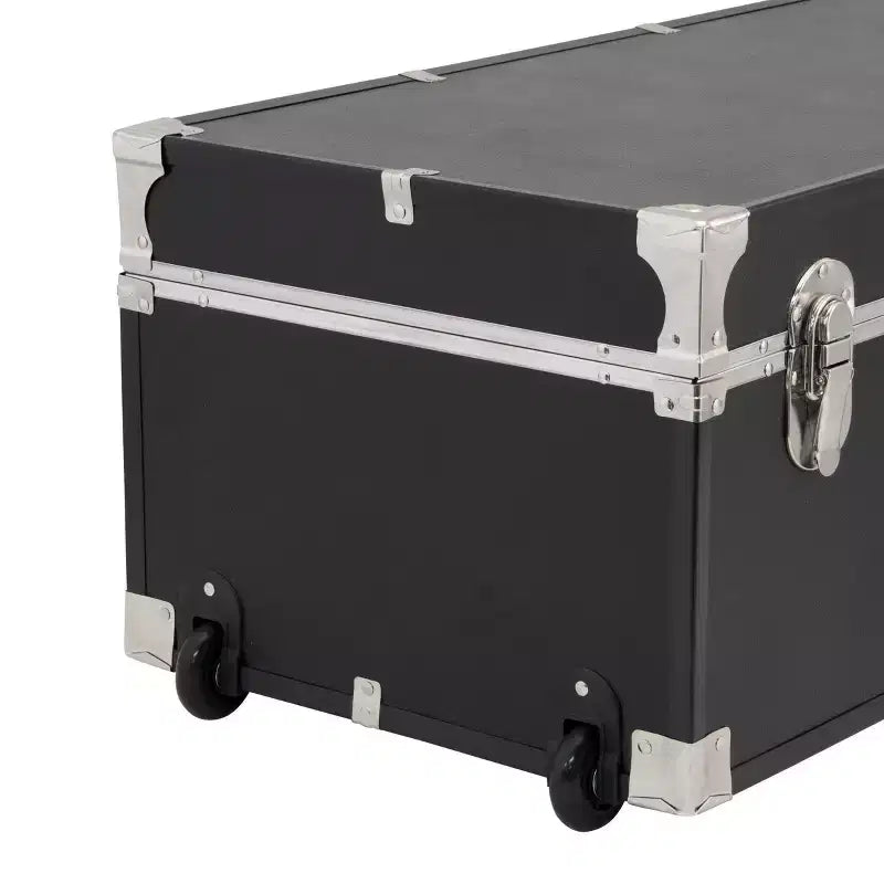 Seward Rover 30" Trunk with Wheels and Lock Black: Wheeled Camp Storage, MDF & Steel, 60 lb Capacity
