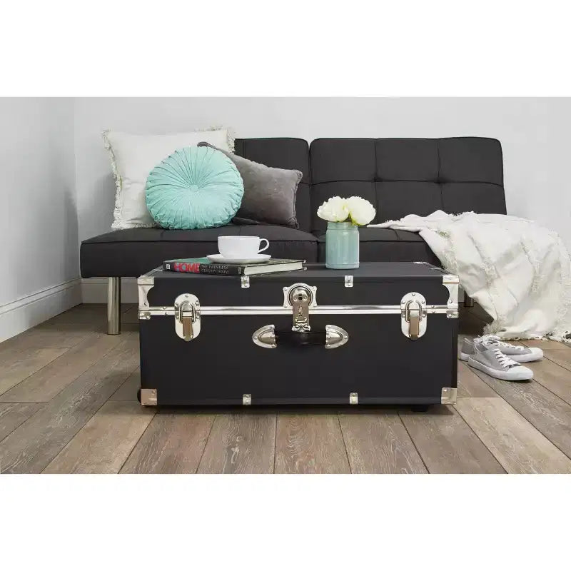 Seward Rover 30" Trunk with Wheels and Lock Black: Wheeled Camp Storage, MDF & Steel, 60 lb Capacity
