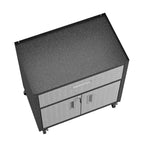 Manhattan Comfort Fortress 3pc Mobile Space Saving Garage Cabinet and Worktable Set 2.0 Gray: Lockable Storage, Adjustable Shelves, Casters