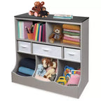 Badger Basket Combo Bin Storage Unit with Three Basket Woodgrain/Gray