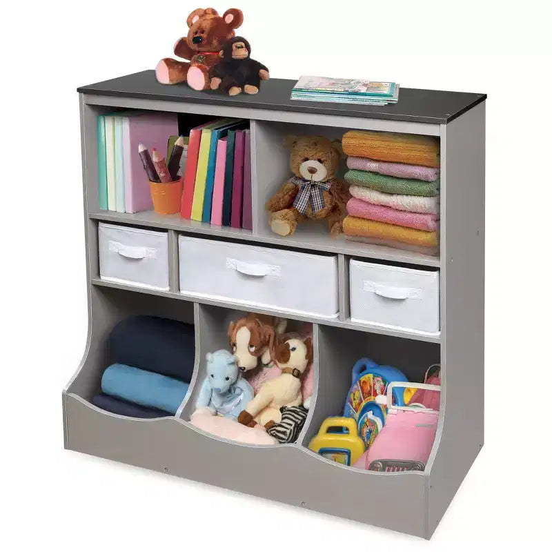 Badger Basket Combo Bin Storage Unit with Three Basket Woodgrain/Gray