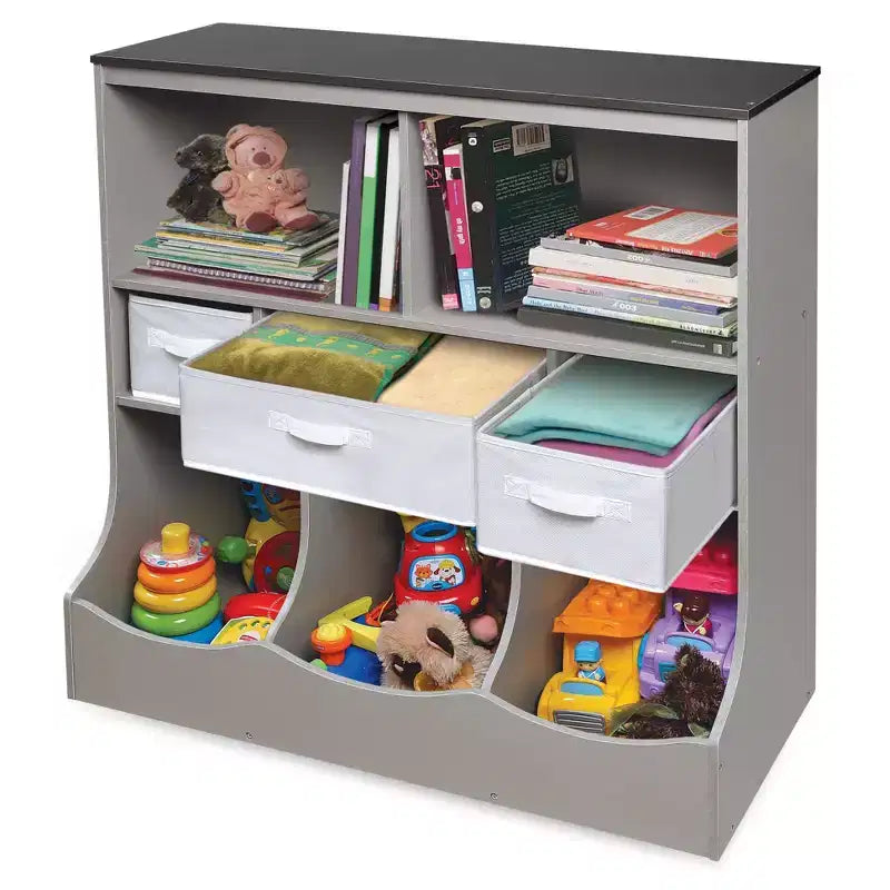 Badger Basket Combo Bin Storage Unit with Three Basket Woodgrain/Gray