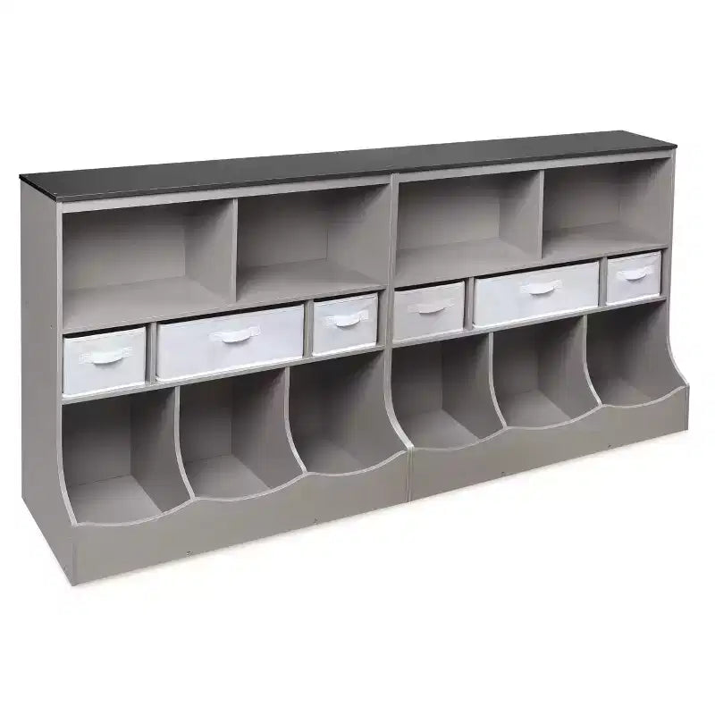 Badger Basket Combo Bin Storage Unit with Three Basket Woodgrain/Gray