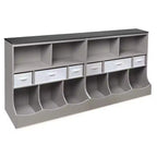 Badger Basket Combo Bin Storage Unit with Three Basket Woodgrain/Gray