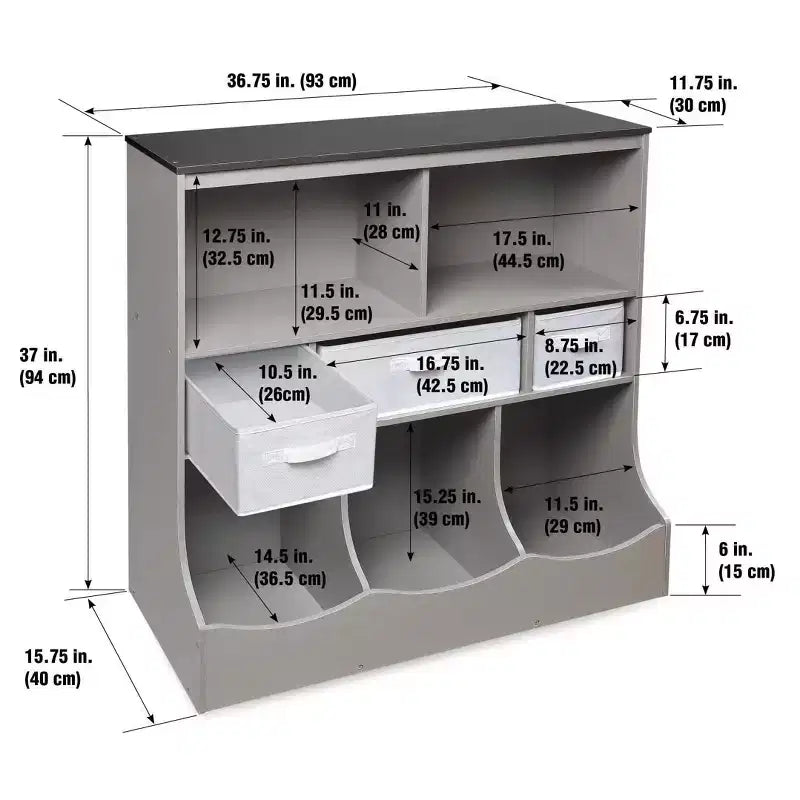 Badger Basket Combo Bin Storage Unit with Three Basket Woodgrain/Gray