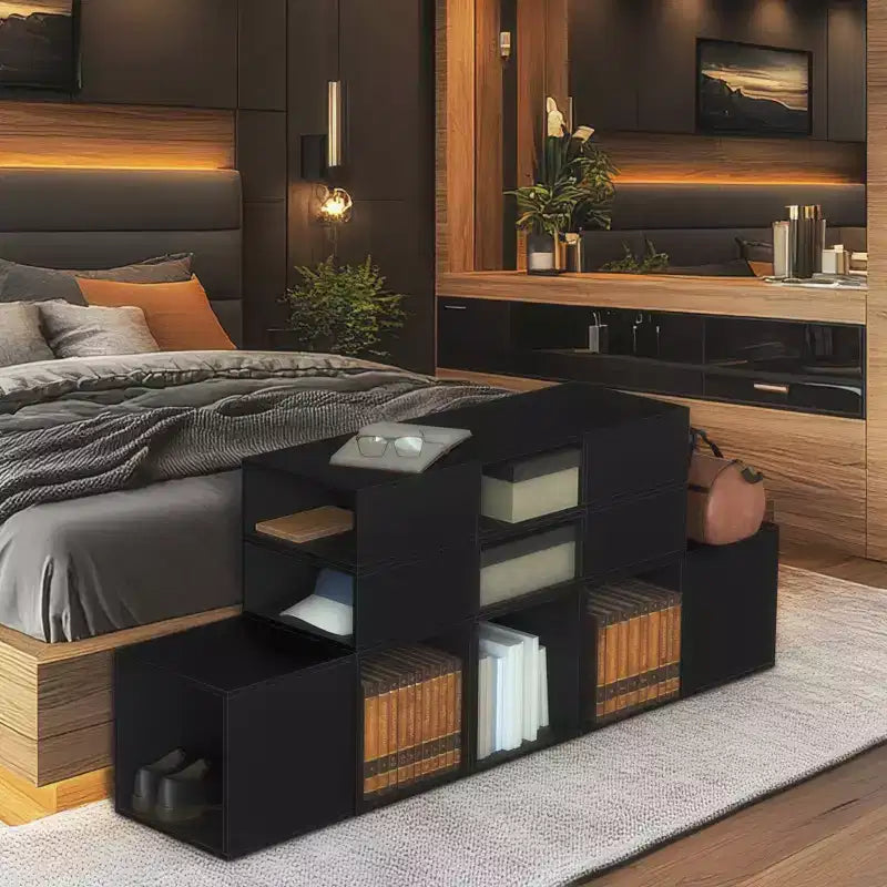 Niche 2pk Cubo Wood Stackable Storage Bookcase Shelf Organizer Cube Ebony Black
