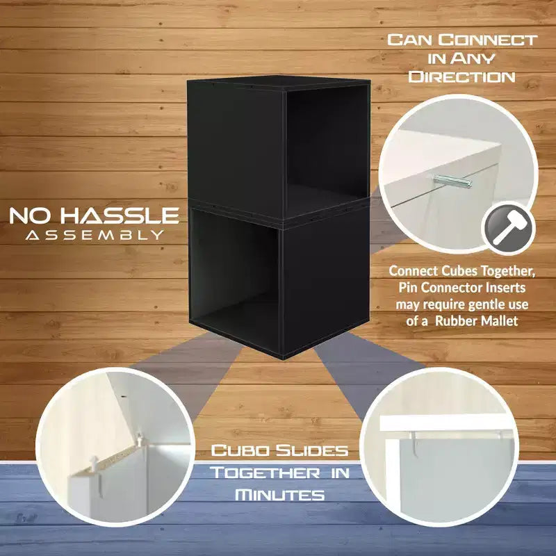 Niche 2pk Cubo Wood Stackable Storage Bookcase Shelf Organizer Cube Ebony Black