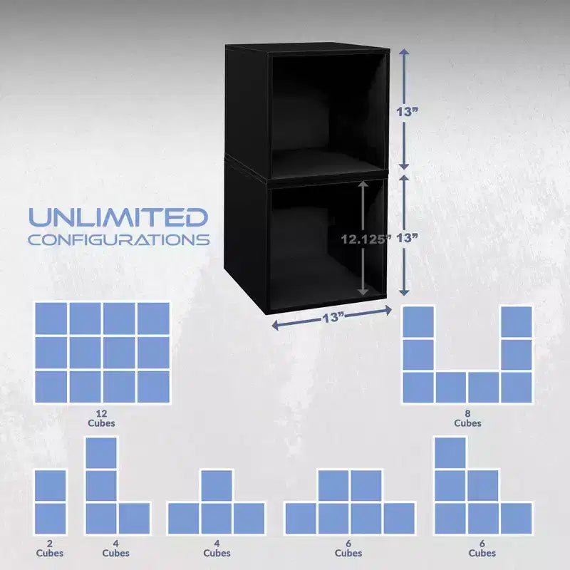Niche 2pk Cubo Wood Stackable Storage Bookcase Shelf Organizer Cube Ebony Black