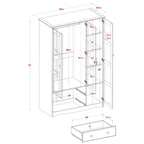 Guardaroba a 3 ante - Bianco/Moka/Java - Legno massello