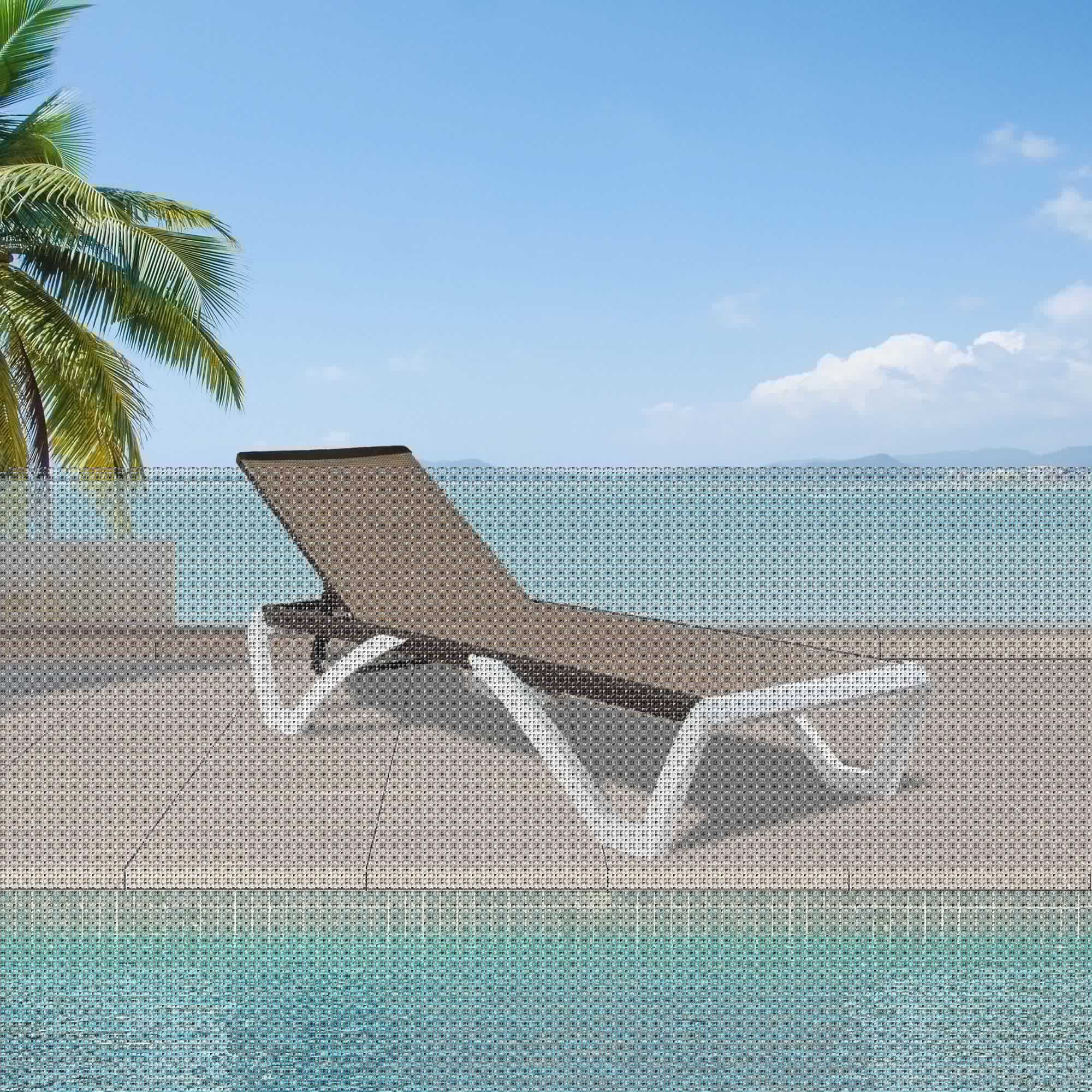 Kozyard Alan Full Flat Aluminum and Polypropylene Resin Legs Patio Reclining Adjustable Chaise Lounge