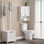 Derby Laundry Hamper Seat and Towel Rack White - Alaterre Furniture