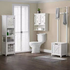 Derby Laundry Hamper Seat and Towel Rack White - Alaterre Furniture