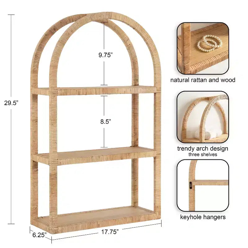 Kate & Laurel All Things Decor 18" Rahmati Rattan Wall Shelf Natural