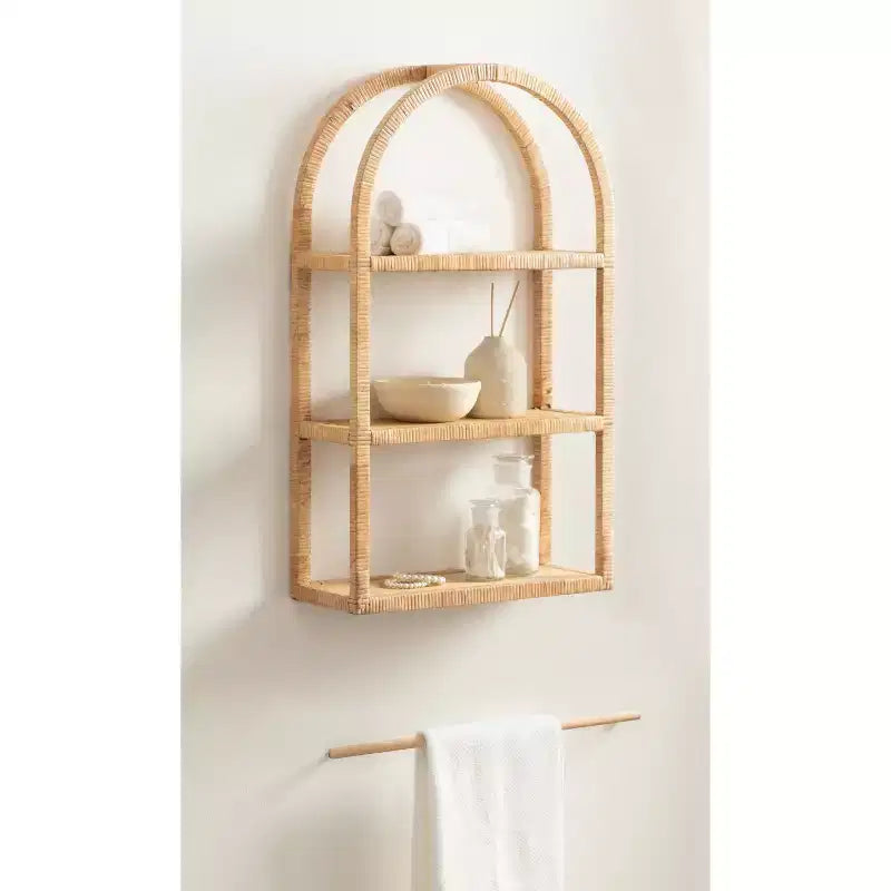 Kate & Laurel All Things Decor 18" Rahmati Rattan Wall Shelf Natural