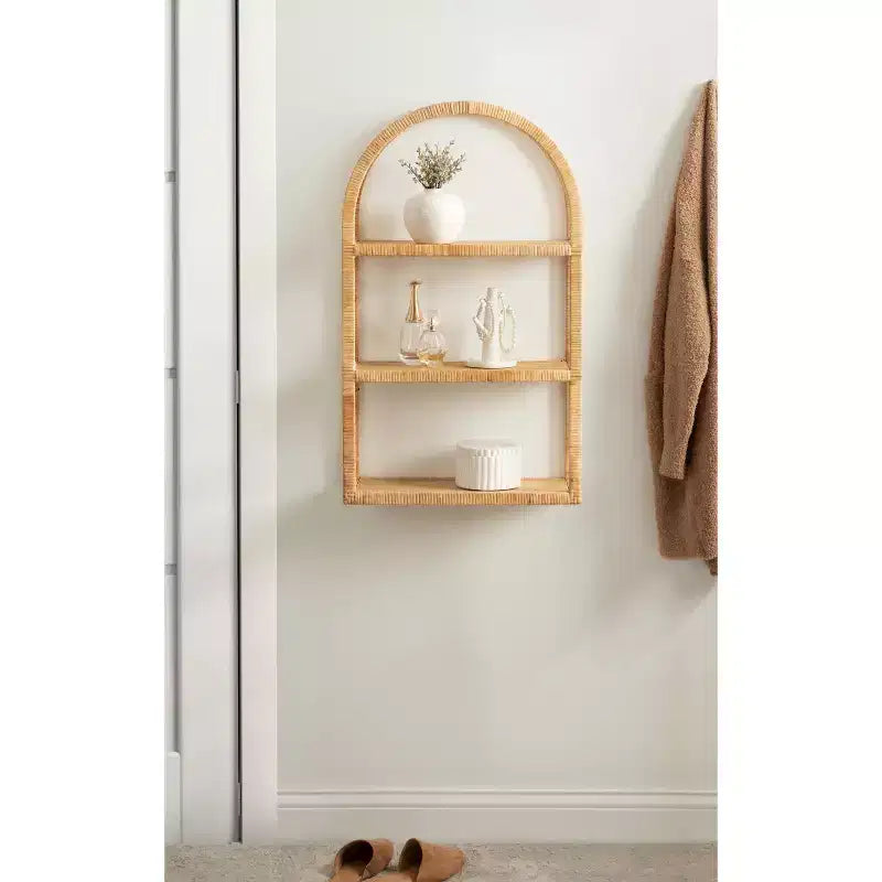 Kate & Laurel All Things Decor 18" Rahmati Rattan Wall Shelf Natural