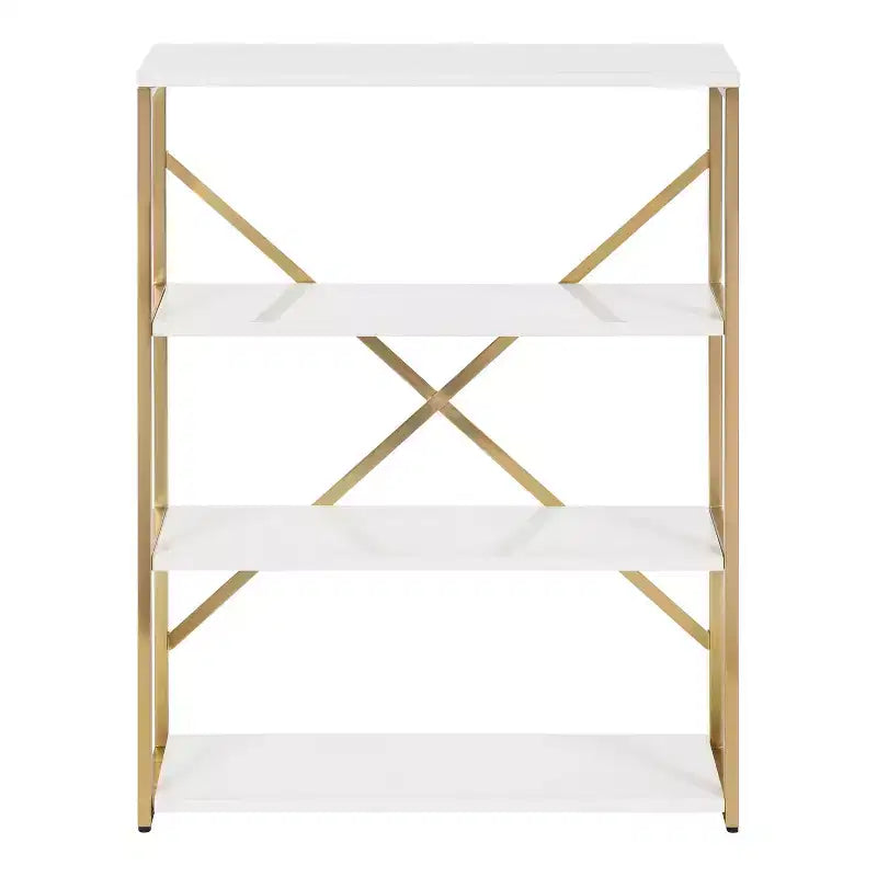 Kate & Laurel All Things Decor 24"x32"x8" Ascott 4-Tier Wall Shelf White: Luxury Glam Style, Plastic Frame