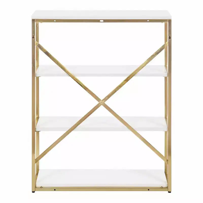 Kate & Laurel All Things Decor 24"x32"x8" Ascott 4-Tier Wall Shelf White: Luxury Glam Style, Plastic Frame