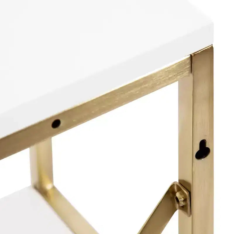 Kate & Laurel All Things Decor 24"x32"x8" Ascott 4-Tier Wall Shelf White: Luxury Glam Style, Plastic Frame