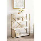 Kate & Laurel All Things Decor 24"x32"x8" Ascott 4-Tier Wall Shelf White: Luxury Glam Style, Plastic Frame