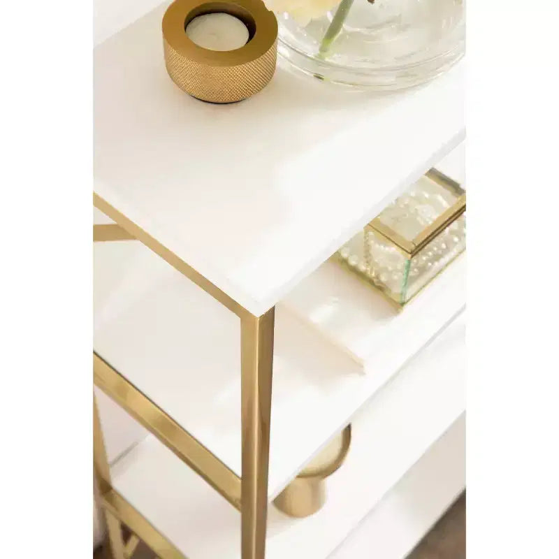 Kate & Laurel All Things Decor 24"x32"x8" Ascott 4-Tier Wall Shelf White: Luxury Glam Style, Plastic Frame
