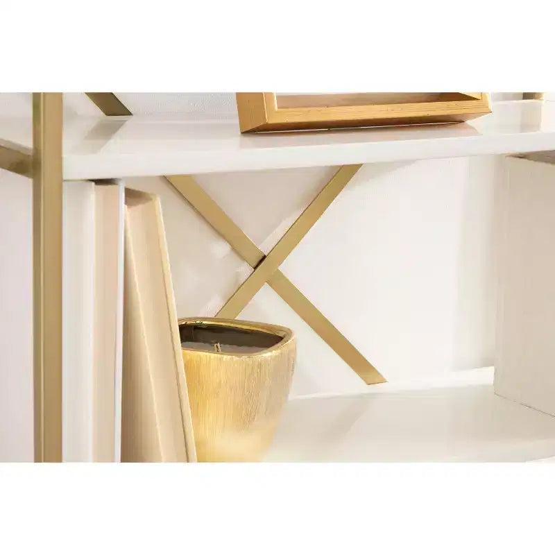 Kate & Laurel All Things Decor 24"x32"x8" Ascott 4-Tier Wall Shelf White: Luxury Glam Style, Plastic Frame