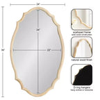 Kate & Laurel All Things Decor 24"x36" Leanna Wood Scalloped Oval Mirror Natural