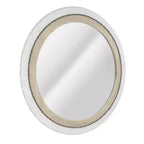 23" x 23" Rustic Wood Framed Round Wall Mirror with Inlaid Rope White/Brown - Head West: Includes Mounting Hardware, No Assembly Required