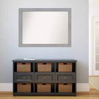 42" x 31" Non-Beveled Vista Brushed Nickel Bathroom Wall Mirror - Amanti Art: Rectangle, Polystyrene Frame, Wall Mounted