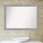 42" x 31" Non-Beveled Vista Brushed Nickel Bathroom Wall Mirror - Amanti Art: Rectangle, Polystyrene Frame, Wall Mounted