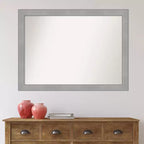 42" x 31" Non-Beveled Vista Brushed Nickel Bathroom Wall Mirror - Amanti Art: Rectangle, Polystyrene Frame, Wall Mounted