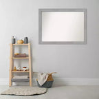 42" x 31" Non-Beveled Vista Brushed Nickel Bathroom Wall Mirror - Amanti Art: Rectangle, Polystyrene Frame, Wall Mounted