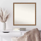 28" x 28" Non-Beveled Antique Bronze Wood Wall Mirror - Amanti Art