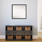 28" x 28" Non-Beveled Bathroom Wall Mirror Jet Black - Amanti Art: Modern Square Polystyrene Frame, Includes Mounting Hardware