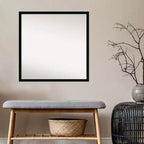 28" x 28" Non-Beveled Bathroom Wall Mirror Jet Black - Amanti Art: Modern Square Polystyrene Frame, Includes Mounting Hardware
