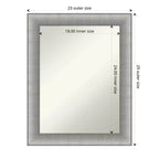 23" x 29" Elegant Bathroom Wall Mirror Brushed Pewter - Amanti Art: Modern Rectangle, Wall Mount