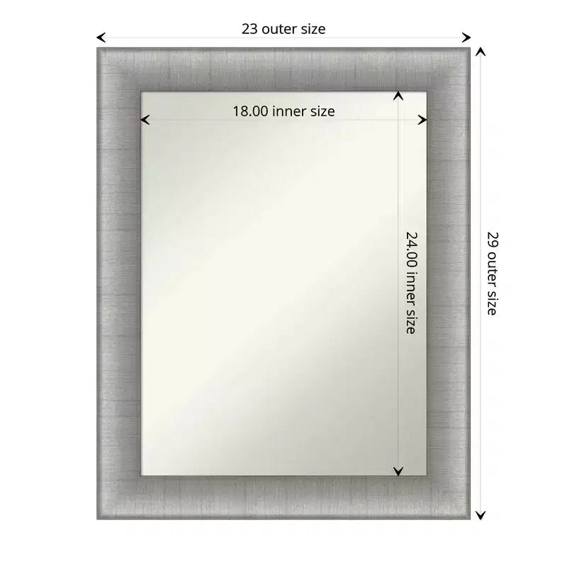 23" x 29" Elegant Bathroom Wall Mirror Brushed Pewter - Amanti Art: Modern Rectangle, Wall Mount