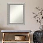 23" x 29" Elegant Bathroom Wall Mirror Brushed Pewter - Amanti Art: Modern Rectangle, Wall Mount