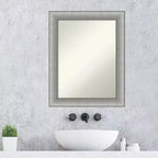 23" x 29" Elegant Bathroom Wall Mirror Brushed Pewter - Amanti Art: Modern Rectangle, Wall Mount