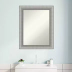 23" x 29" Elegant Bathroom Wall Mirror Brushed Pewter - Amanti Art: Modern Rectangle, Wall Mount