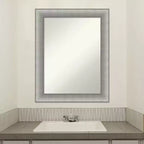 23" x 29" Elegant Bathroom Wall Mirror Brushed Pewter - Amanti Art: Modern Rectangle, Wall Mount