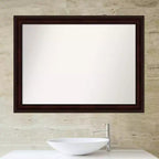 43" x 32" Non-Beveled Wall Mirror Coffee Bean Brown - Amanti Art: Modern Rectangular, Wall Mount