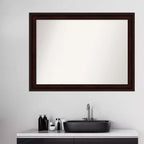 43" x 32" Non-Beveled Wall Mirror Coffee Bean Brown - Amanti Art: Modern Rectangular, Wall Mount