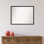 29" x 23" Non-Beveled Lucie Black Wood Wall Mirror - Amanti Art