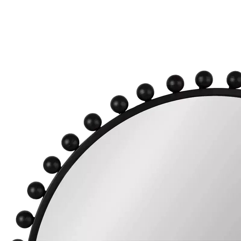 Kate & Laurel All Things Decor 28"x28" Beade Round Wall Mirror Black